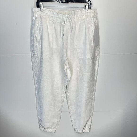 NWT Athleta Retreat Linen Joggers in White - Picture 2 of 10